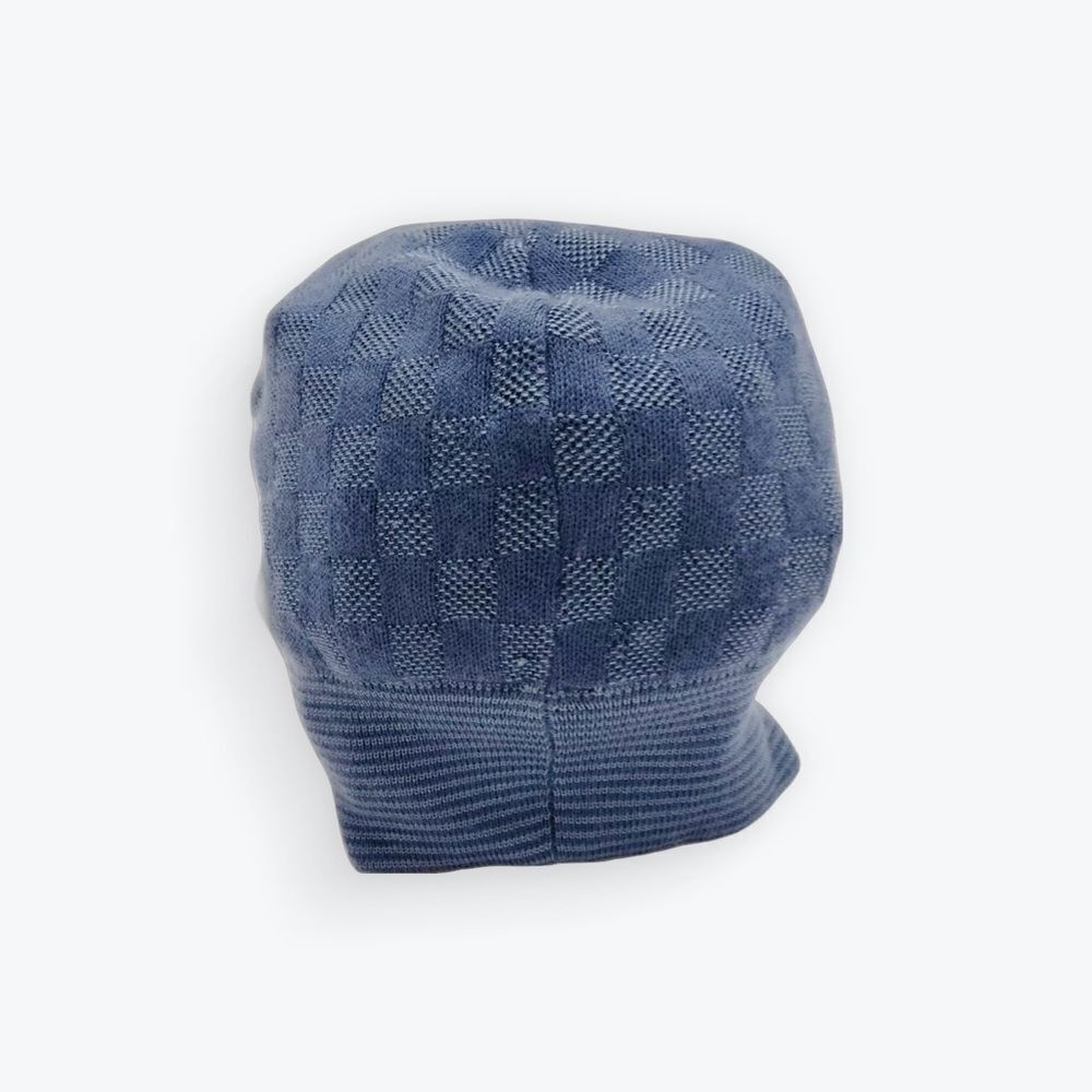 Louis Vuitton Blue Cashmere Silk Petit Damier Hat Size US M Cap Beanie Beret Cap - Picture 4 of 9